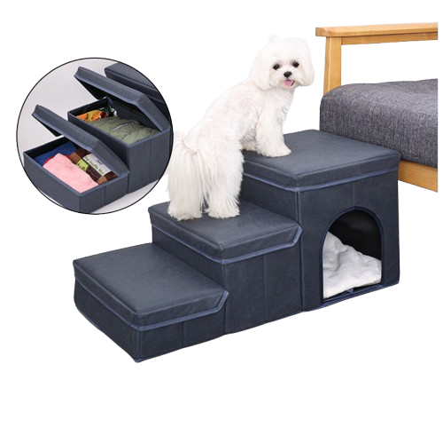 Multifunctional dog stairs pets access elevated areas like sofas and beds safely.